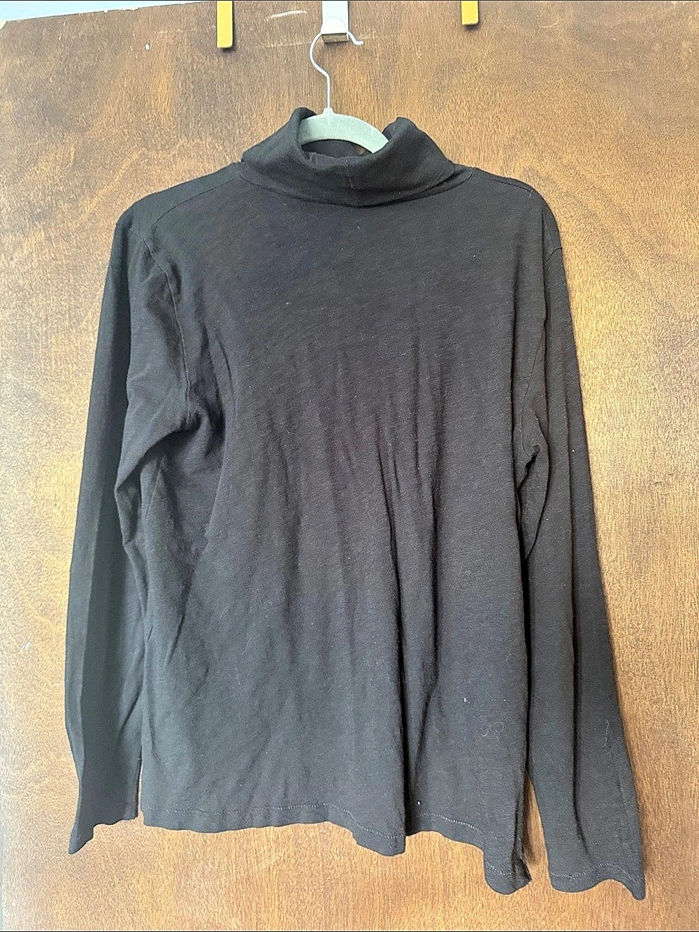 Madewell Long Sleeve Turtleneck Cotton Top in Black Large